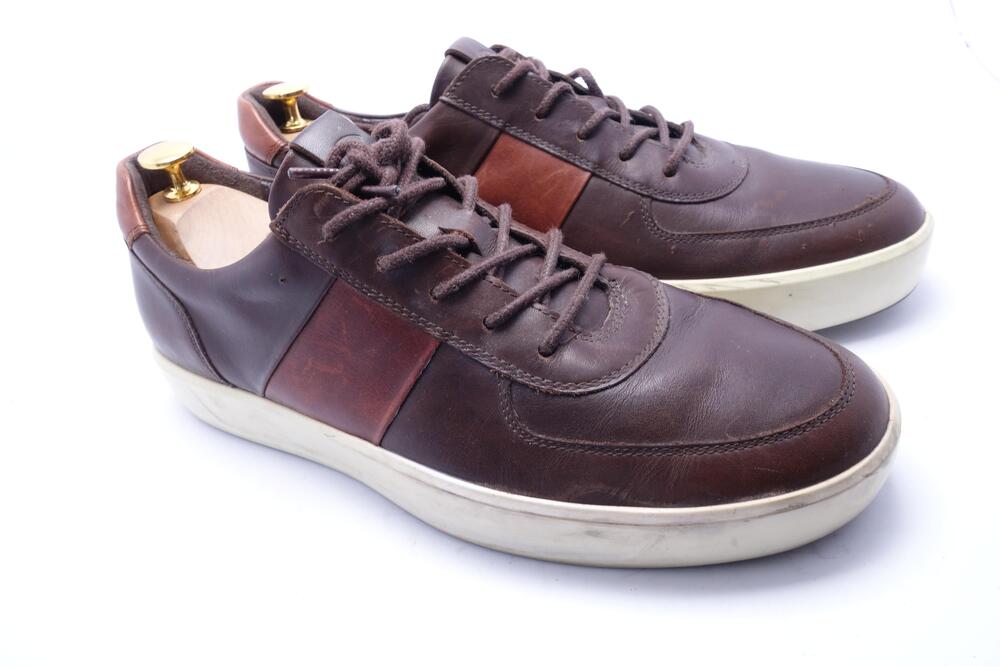 ECCO Shoes Mens Size 10 Brown Leather Colorblock Low Top Casual Sneakers EU 44